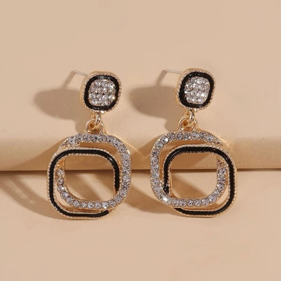 Rhinestone Decor Geometric Earrings - Picture 2 of 3